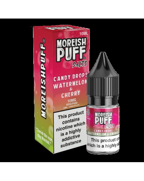 Moreish Puff Salts Watermelon & Cherry Candy Drops 10ml Nic Salt