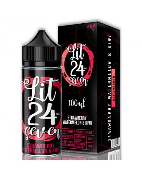 Lit 24 Seven Strawberry Watermelon & Kiwi 0mg 100ml Short Fill E-Liquid